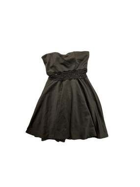 Wild Daisy Black Strapless A-Line Mini Dress with Lace Waist Detail